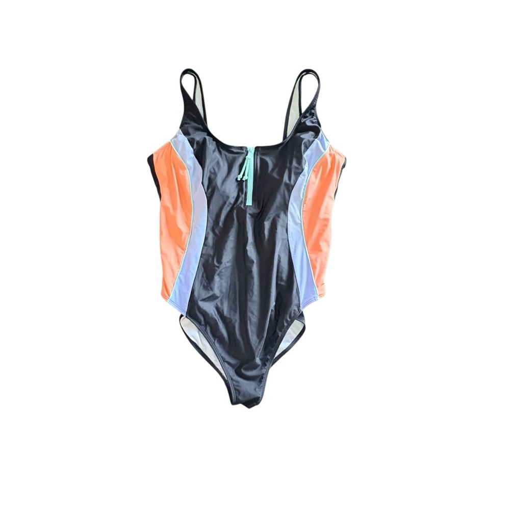 Sports Illustrated MultiColor Zip Up One Piece Swimsuit XL - Picture 8 of 14